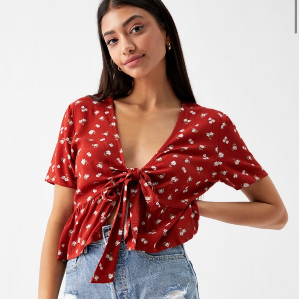 Pac sun LA hearts tie front woven top
